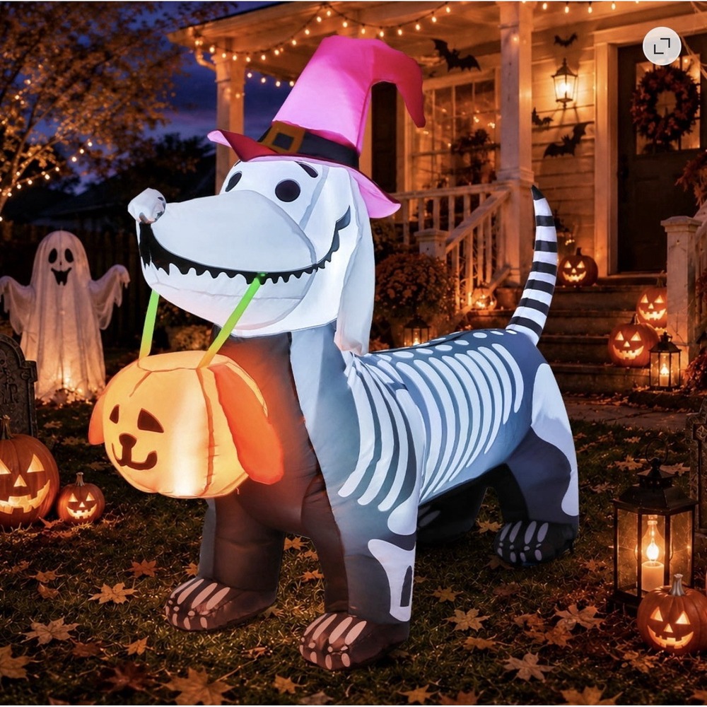 Goosh Halloween Inflatable Skeleton Dachshund Dog Indoor Outdoor 5.7 Feet Spooky